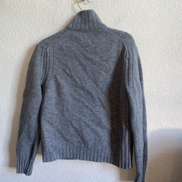 Vintage Express Lambs Wool Full Zip Cardigan Sweater Cable Knit Chunky L Gray - Picture 7 of 10